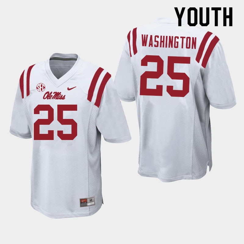 Trey Washington Ole Miss Rebels NCAA Youth White #25 Stitched Limited College Football Jersey IKK2858PY